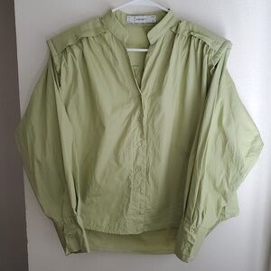 SIMONETT Padded Shoulder Button Top Long Sleeve One Size Women